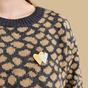 Kit Valentine d'une broche en papier blanc et doré en forme de coeur PliPapierCiseaux
