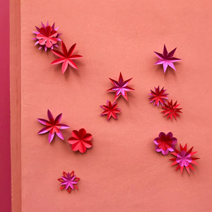 Kit fleurs liberty en papier rose et rouge PliPapierCiseaux - idée décoration