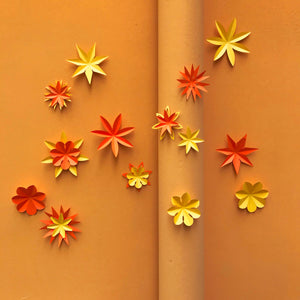 Kit fleurs liberty en papier orange et jaune PliPapierCiseaux - idée décoration