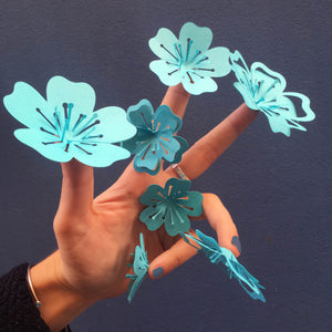 Kit fleurs cerise bleu clair PliPapierCiseaux - idée décoration
