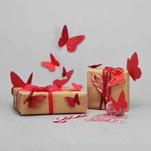 Charger l&#39;image dans la galerie, Kit de papillons Siméon en papier pailleté rouge PliPapierCiseaux - idée décoration