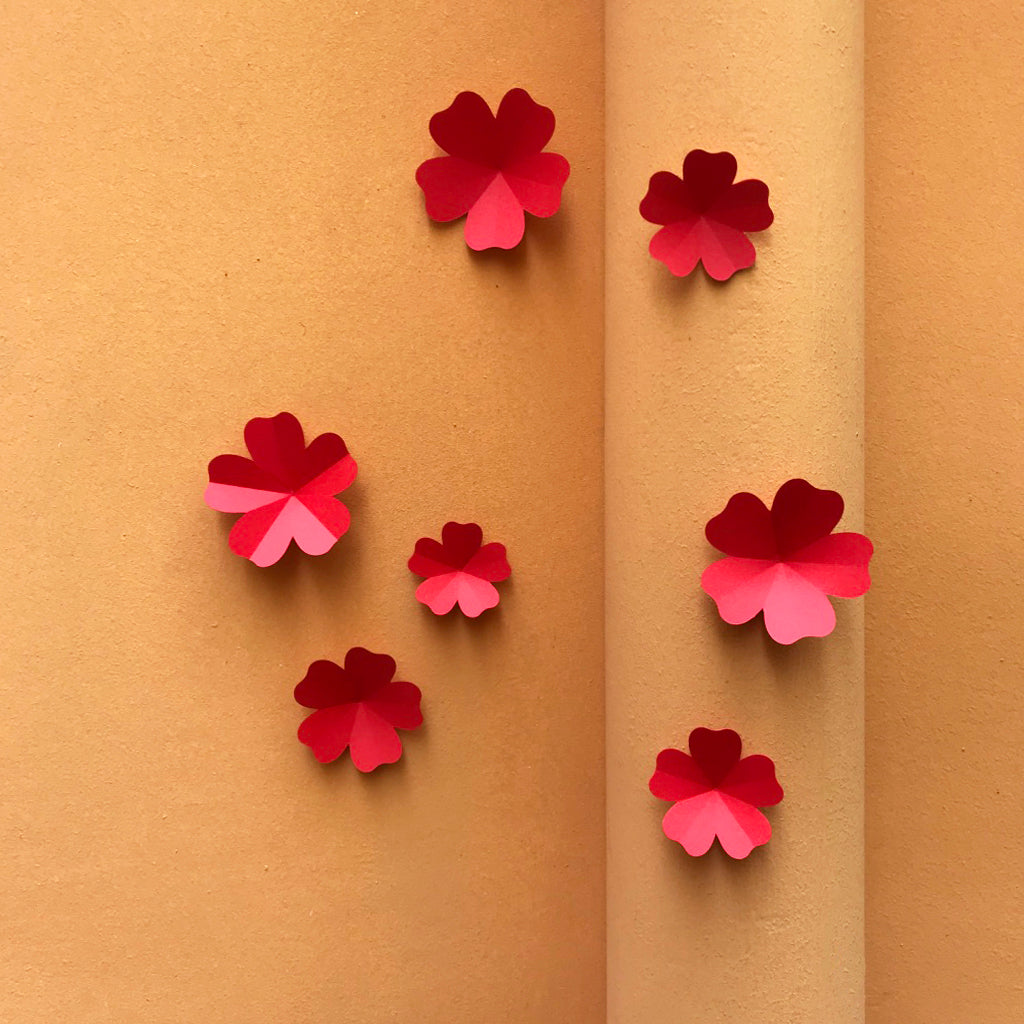 Kit de fleurs griottes en papier rouge PliPapierCiseaux - idée décoration